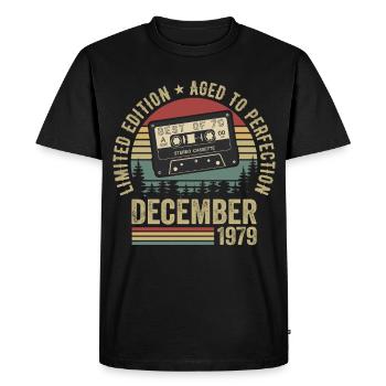 Décembre 1979 - Anniversaire Décembre 1979 - T-shirt Premium bio Homme - noir - Devant - Nico (187cm)