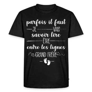 Futur Grand Frère Annonce Bébé - T-shirt Premium bio Homme - noir - Devant - Nico (187cm)