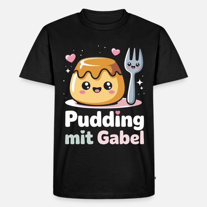 Pudding with fork - Men's Premium Organic T-Shirt - black