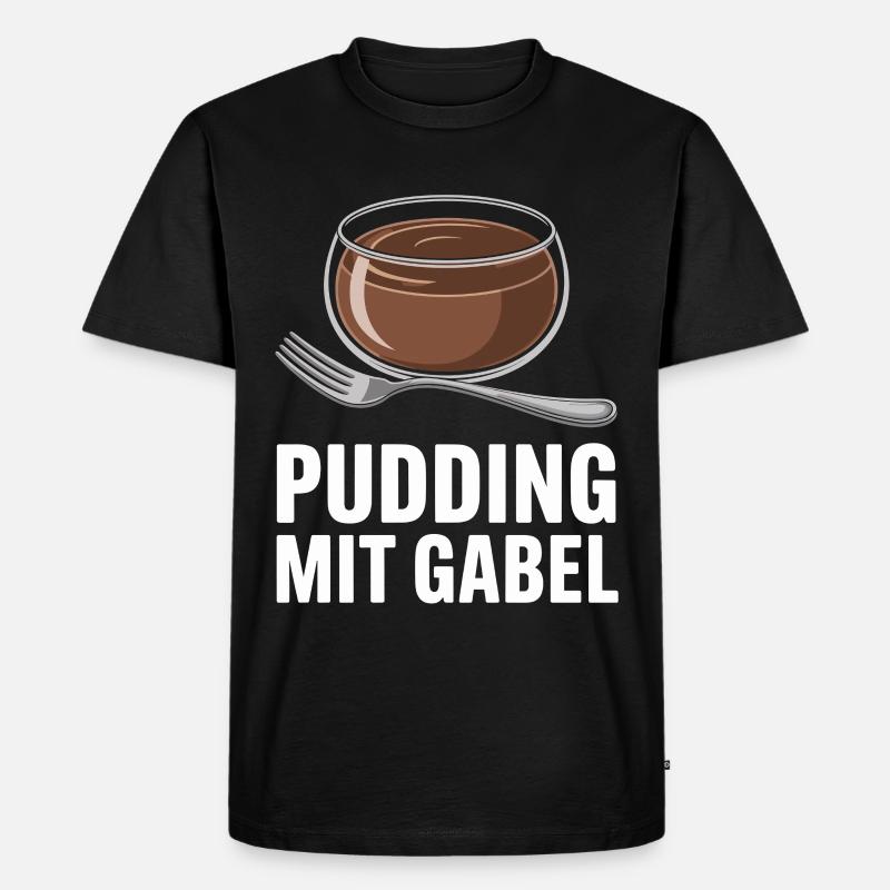 Pudding Mit Gabel - Männer Premium Bio T-Shirt - Schwarz