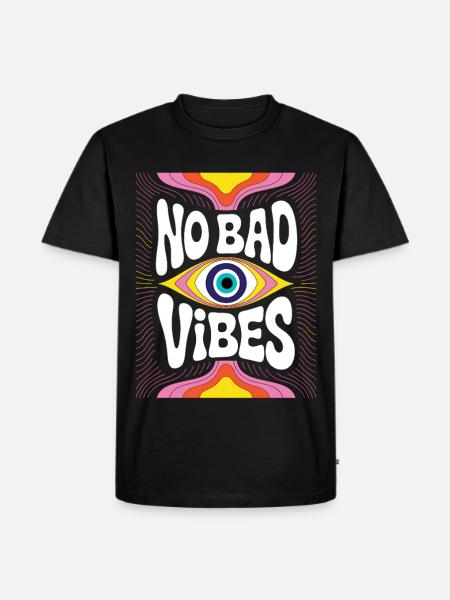 No Bad Vibes Eye Psychedelia - Männer Premium Bio T-Shirt - Schwarz