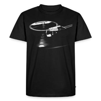 Platine Vinyles Graphique, Passionné de Musique - T-shirt Premium bio Homme - noir - Devant - Nico (187cm)
