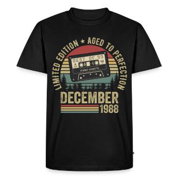 Décembre 1988 - Anniversaire Décembre 1988 - T-shirt Premium bio Homme - noir - Devant - Nico (187cm)