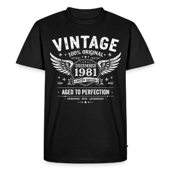 Vintage December 1981 Birthday 1981 Gift - Men's Premium Organic T-Shirt - black - Front - Nico (187cm)