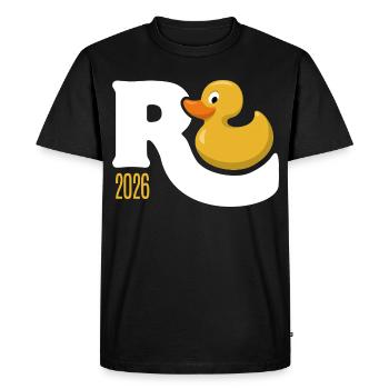 Gummy Duck Pension 2026 - Retirement - Pension - Men's Premium Organic T-Shirt - black - Front - Nico (187cm)