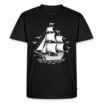 Sailing Sailing Ship Maritim Ahoy - Men's Premium Organic T-Shirt - black - Front - Nico (187cm)