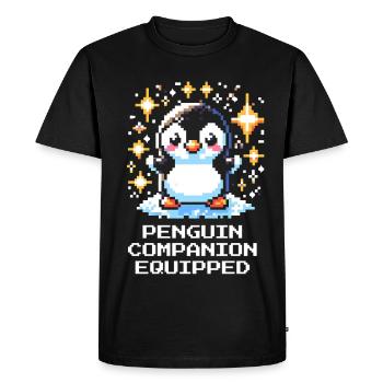 Penguin Companion | Cute Gamer Companion - Men's Premium Organic T-Shirt - black - Front - Nico (187cm)
