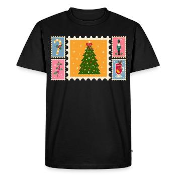 Sapin de Noël en style timbre - T-shirt Premium bio Homme - noir - Devant - Nico (187cm)