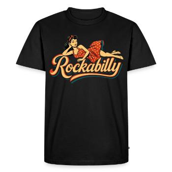 Rockabilly Femme Années 50 Allongé Jupon Cadeau - T-shirt Premium bio Homme - noir - Devant - Nico (187cm)