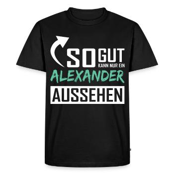 Seul un Alexander peut être aussi beau - T-shirt Premium bio Homme - noir - Devant - Nico (187cm)