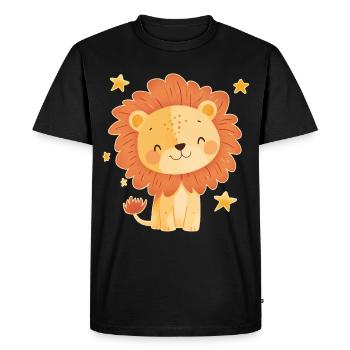 Lion avec ciel étoilé - T-shirt Premium bio Homme - noir - Devant - Nico (187cm)