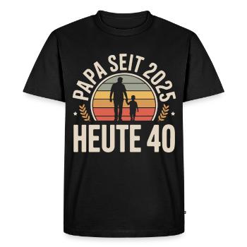 Papa depuis 2025 Aujourd’hui 40 Millésime - T-shirt Premium bio Homme - noir - Devant - Nico (187cm)