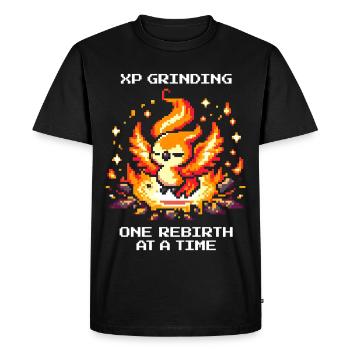 Grind XP, respawn after respawn | RPG Roguelike - Men's Premium Organic T-Shirt - black - Front - Nico (187cm)