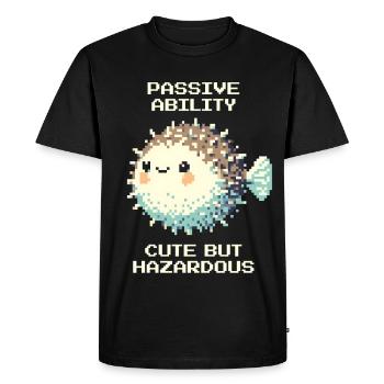 Passif : doux, mais dangereux | Poisson-globe - T-shirt Premium bio Homme - noir - Devant - Nico (187cm)