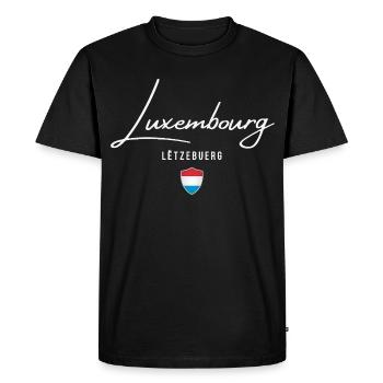 Fabriqué au Luxembourg, fierté luxembourgeoise - T-shirt Premium bio Homme - noir - Devant - Nico (187cm)