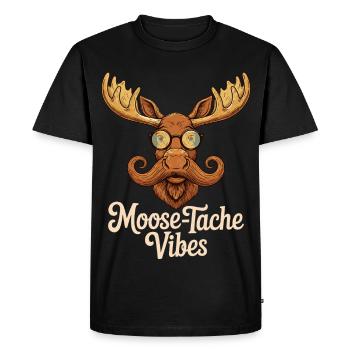 Humour Animal Élan Blague Moustache - T-shirt Premium bio Homme - noir - Devant - Nico (187cm)