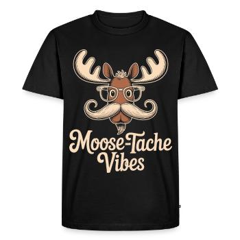 Humour Animal Élan Blague Moustache - T-shirt Premium bio Homme - noir - Devant - Nico (187cm)