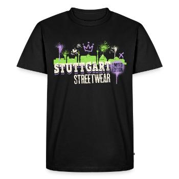 Stuttgart Skyline Ville Allemagne Graffiti Art - T-shirt Premium bio Homme - noir - Devant - Nico (187cm)