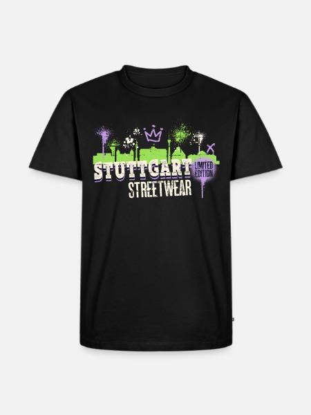 Stuttgart Skyline City Tyskland Graffiti Kunst - Herre Premium økologisk T-shirt - sort