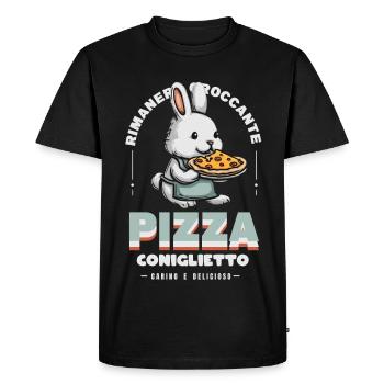 Pizza lapin - T-shirt Premium bio Homme - noir - Devant - Nico (187cm)