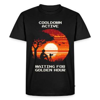 Temps de recharge actif | Photographie de l’heure dorée - T-shirt Premium bio Homme - noir - Devant - Nico (187cm)