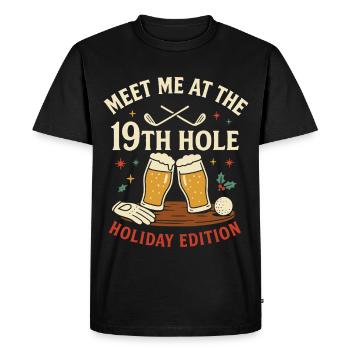 Retrouvez-moi au 19e trou Édition des Fêtes - T-shirt Premium bio Homme - noir - Devant - Nico (187cm)