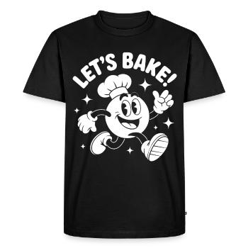 Baking with cheerful cartoon baker - Men's Premium Organic T-Shirt - black - Front - Nico (187cm)