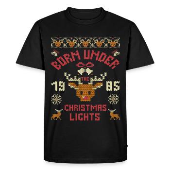 Millésime 1985 Anniversaire Sous Les Lumières de Noël - T-shirt Premium bio Homme - noir - Devant - Nico (187cm)