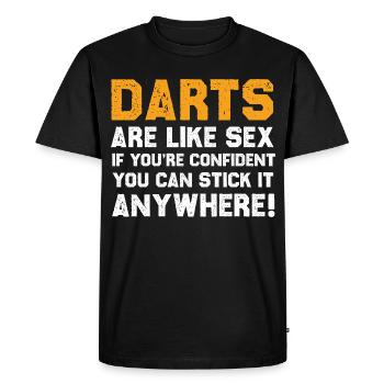 Drôle de fléchettes citation chemise - T-shirt Premium bio Homme - noir - Devant - Nico (187cm)