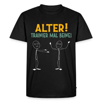 Stick Figure OLD TRAINER TIMES LEGS Funny - Men's Premium Organic T-Shirt - black - Front - Nico (187cm)