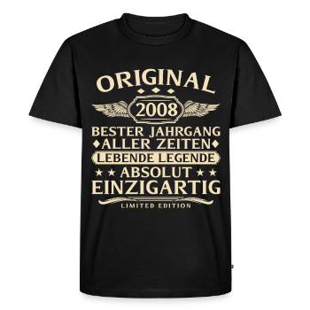 Millésime 2008 Born Living Legend Anniversaire - T-shirt Premium bio Homme - noir - Devant - Nico (187cm)