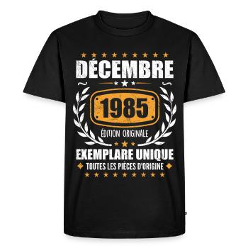 Décembre 1985 Anniversaire - Nées En Décembre 1985 - T-shirt Premium bio Homme - noir - Devant - Nico (187cm)