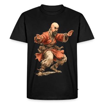 Kungfu Monk - Men's Premium Organic T-Shirt - black - Front - Nico (187cm)