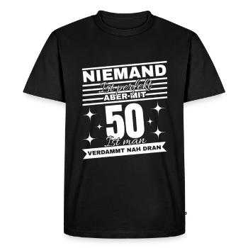Chemise blague 50e anniversaire - T-shirt Premium bio Homme - noir - Devant - Nico (187cm)