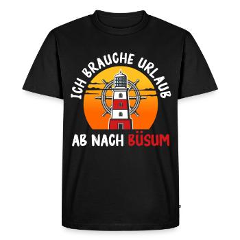 Mer du Nord BESOIN DE VACANCES À BÜSUM Drôle - T-shirt Premium bio Homme - noir - Devant - Nico (187cm)