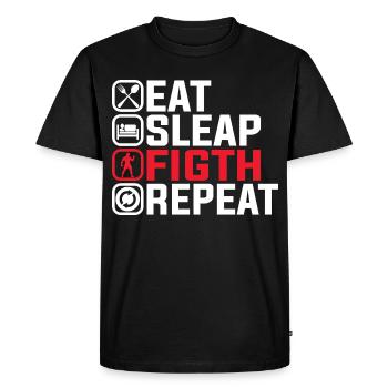 Manger Dormir Combattre Répéter - Conception de combattant MMA - T-shirt Premium bio Homme - noir - Devant - Nico (187cm)