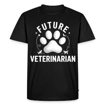 Logo de la patte du futur vétérinaire - T-shirt Premium bio Homme - noir - Devant - Nico (187cm)