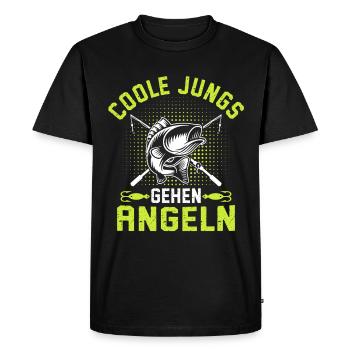 Cool Boys Go Fishing Kids Boy Angel - Men's Premium Organic T-Shirt - black - Front - Nico (187cm)