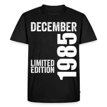 Cadeau Anniversaire Rétro - Décembre 1985 - T-shirt Premium bio Homme - noir - Devant - Nico (187cm)