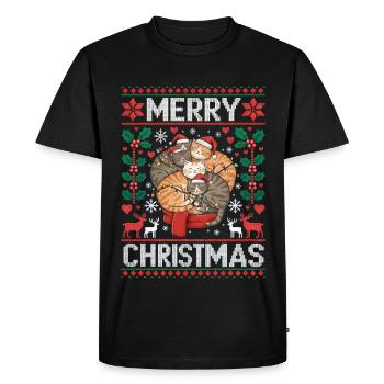 Cats, Coziness, Christmas, Sweet, Cute - Men's Premium Organic T-Shirt - black - Front - Nico (187cm)