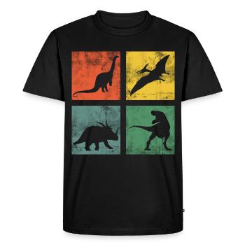 Dinosaure Dino Dinos Tyrannosaurus Triceratops - T-shirt Premium bio Homme - noir - Devant - Nico (187cm)