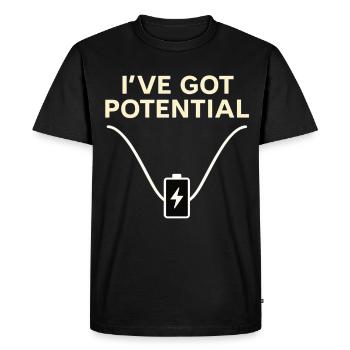 J’ai du potentiel – Chemise drôle d’énergie - T-shirt Premium bio Homme - noir - Devant - Nico (187cm)