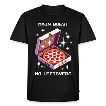 Main Quest: No Leftovers | Pizza RPG Humor - Men's Premium Organic T-Shirt - black - Front - Nico (187cm)