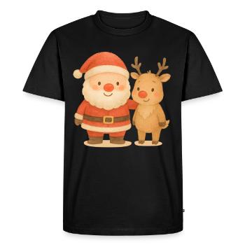 Le Père Noël et les rennes s’amusent pendant les fêtes de fin d’année - T-shirt Premium bio Homme - noir - Devant - Nico (187cm)