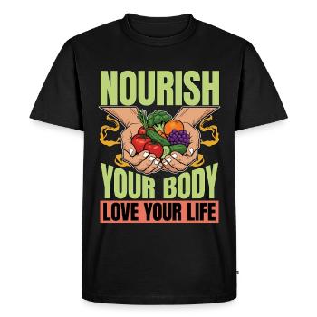 Nutritionniste Nourrir votre corps Coach nutritionnel - T-shirt Premium bio Homme - noir - Devant - Nico (187cm)