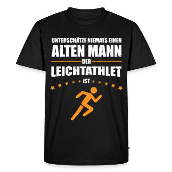 Gift Old Man - Athlete | Retro Vintage - Men's Premium Organic T-Shirt - black - Front - Nico (187cm)