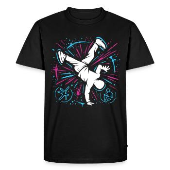 Breakdance Explosion – Streetstyle Dance - Men's Premium Organic T-Shirt - black - Front - Nico (187cm)