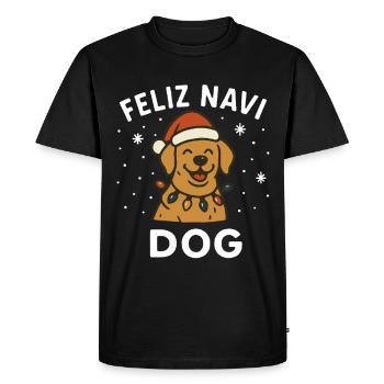 Feliz Navi Dog Santa Claus Holiday Fun - Men's Premium Organic T-Shirt - black - Front - Nico (187cm)