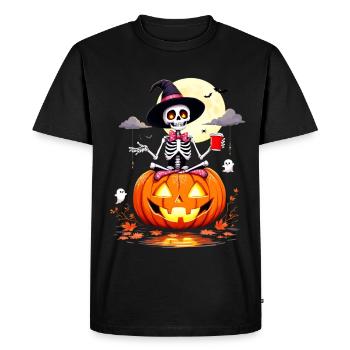 Witches-halloween-pumpkin-partygoers, Festive, - Men's Premium Organic T-Shirt - black - Front - Nico (187cm)