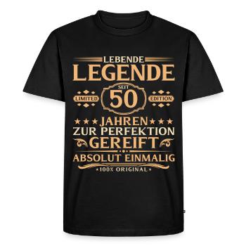 50e anniversaire - Légende vivante depuis 50 ans - T-shirt Premium bio Homme - noir - Devant - Nico (187cm)